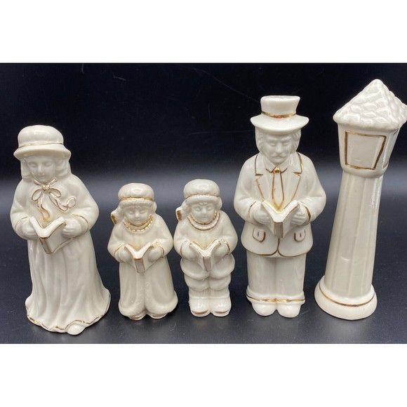 JC Penney Christmas 5pc Caroler Set Figurines Gold Accent NIB Holiday Decor - Picture 2 of 4